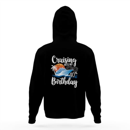 Vintage Cruising Into My 40th Birthday Retro Hoodies for Teen Girls Boys Lightweight Kangaroo Pocket Sweatshirt4