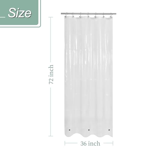 Image of Mrs Awesome Stall Shower Curtain Liner 36x72, PEVA Plastic Shower Liner for Bathroom Lightweight & Waterproof, 36 x 72, Clear