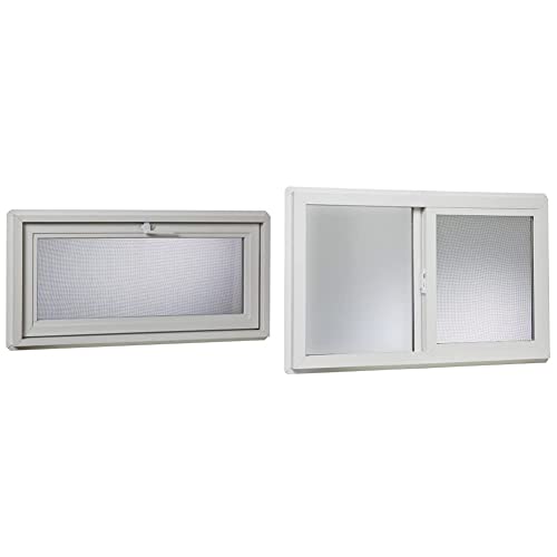 Park Ridge Products VBHI3218PR VBHI Vinyl Basement Hopper Window, 32' x 18', White & VBSI3220PR...