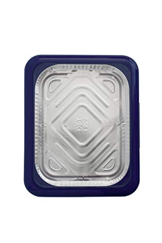 Fancy Panz 2-in-1 Dress Up & Protect Your Foil Pan, Made in USA, Fits 2 size of foil pans. Foil Pan & Serving Spoon Included. Hot or Cold Food. Stackable for easy travel. BPA free (Navy) - Thumbnail 2
