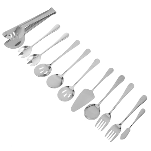 BAZEITFLOW Cubiertos de Acero Inoxidable Utensilios para Servir Postres y Alimentos Tenedor y Cuchara para Buffet Utensilios Resistentes y Pulidos para Uso Diario y Eventos