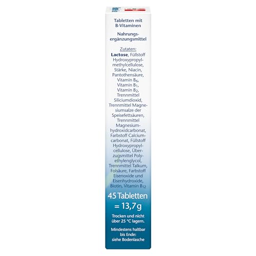 Doppelherz B-Komplex DEPOT mit Folsäure - B-Vitamine als Beitrag für die normale Funktion des Nervensystems und den normalen Energiestoffwechsel - 45 Tabletten