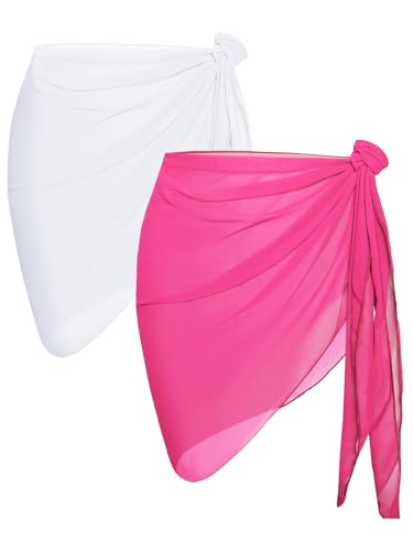 Image of CHICGAL 2 Pieces Women Beach Sarong Bathing Suit Wrap Skirt Sheer Bikini Swimsuit Cover Ups for Swimwear