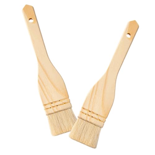 VINTORKY 2pcs Wool Basting Brush for Cooking and Baking Pastry Oil Brush for Barbecue Grilling and Roasting for Sauces and Egg Wash Application