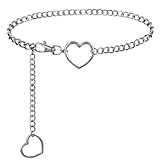 Silver Waist Chain For Women Fashion Chain Belt With Hearts Body Chain Belly Jewelry Punk Goth Decorative Belt (silvery, Small(95cm/37.4in))