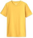 [テスラ] キッズ Tシャツ 半袖 無地 吸汗速乾 綿混 ジュニア 子供服 男の子 女の子 通学 学校 体育 スポーツ ダンス やわらかい 普段着 夏服 カットソー KTS02-YLW_2XL
