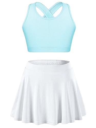 YEAHDOR Girls Tennis Golf Sports Outfit Sleeveless U Neck Tank Top with Pleated Skort Skirt Set Gym Dance Tracksuit
