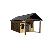 Generic DIY Wood Shed Building Plans - 16'x11', 182 sqft with Wrap Around Deck Step by Step Instructions & Material List