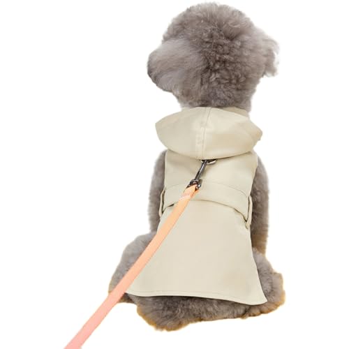TiaoBug Trenchcoat für kleine Hunde Winddicht Westernjacke mit Gürtel Oberbekleidung Herbst Winter Hundekleidung Aprikose M