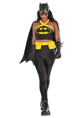 Women's DC Comics Batman Costume | Superhero Outfit with Halter Top, Leggings, Cape, Belt, Mask and Gauntlets Small