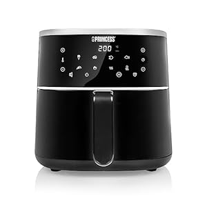 Princess Digitale Heteluchtfriteuse 4 L, Airfryer met Variabele Capaciteit, 6 Programma’s, LED Touch Display, Tot 60% Energiebesparing, Olievrij Frituren, 1800 W, 182238