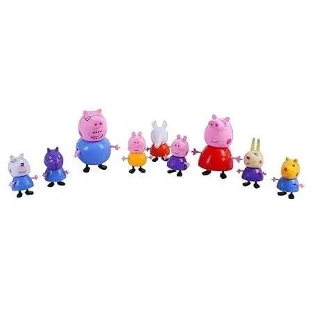 Image of Peppa Pig Figure Set of 9 Pieces | Pretend Play Toy Set with Peppa, George, Mummy Pig, Daddy Pig & Friends | Poseable Family & Friends Action Figures for Kids, Boys & Girls |
