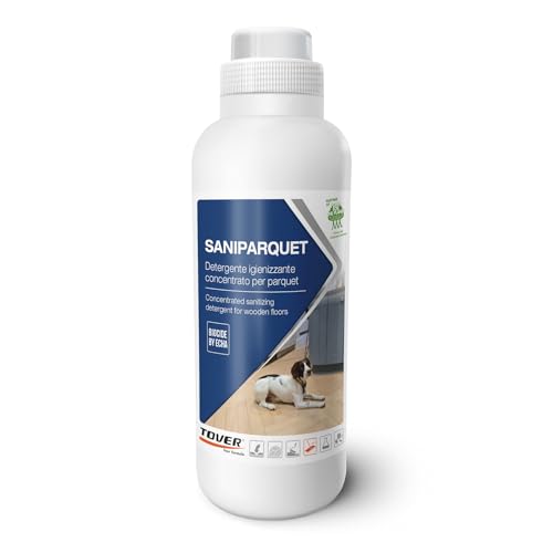 Tover, Saniparquet, Detergente Igienizzante per Parquet Oliati e Verniciati, Pavimenti in Laminato, LVT e SPC. Efficace contro sporco e batteri, Profumato, Formato da 1L
