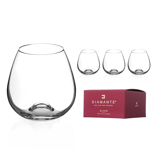 DIAMANTE Lot de 4 Verres à Vin Sans Pied 'Auris' - Verres en Cristal Non Décorés - Verres à Gin