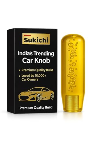Image of Medirich Lifesciences Sukichi Car Gear Knob Stylish | Universal Car Gear Shift Knob | Auto Transmission Gear Shifter | Car Interior Accessories | Anti Slip Gear Lever Knob | (Long Bubble, Yellow)