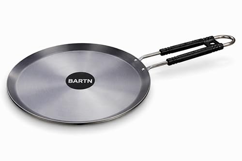 Image of Pure Iron Induction Tawa 10 inch Diameter for Roti, Chapati & Dosa with Steel Handle | Heavy Iron Tava with Health Benefits | Non-Toxic, No Chemical Layer | Induction & Gas Compatible, 1.3 KG