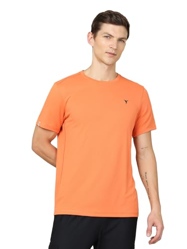 Image of TECHNOSPORT Men's Slim Fit Polyester Activewear Sports T-Shirt with Moisture-Wicking Comfort for Workout, Running & Gym