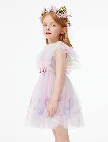 Girls Dresses Rainbow Sleeveless Tutu Dress Pink Fairtyle Unicorn Pattern Cute Party Dress3