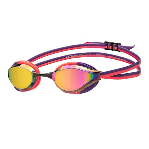 Image of ARENA Unisex Python Racing Swim Goggles for Men and Women Anti-Fog No Leak Max Comfort Dual Strap, Mirror /Non-Mirror Lens