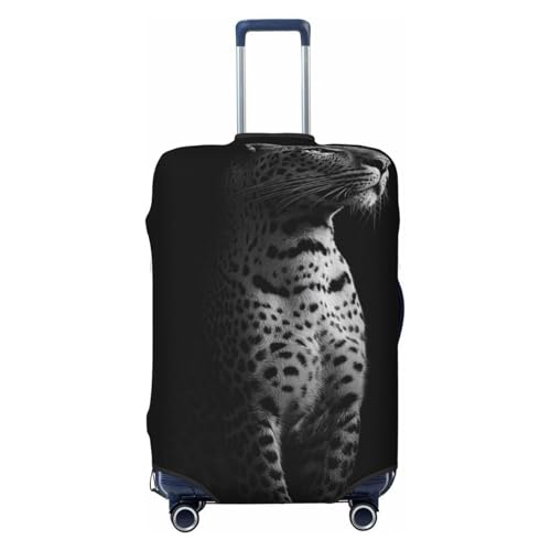 Black And White Elegant Leopard Elastic Travel Luggage Covers Dustproof Scratch-Resistant Suitcase Protector Fit 22-24 Inch