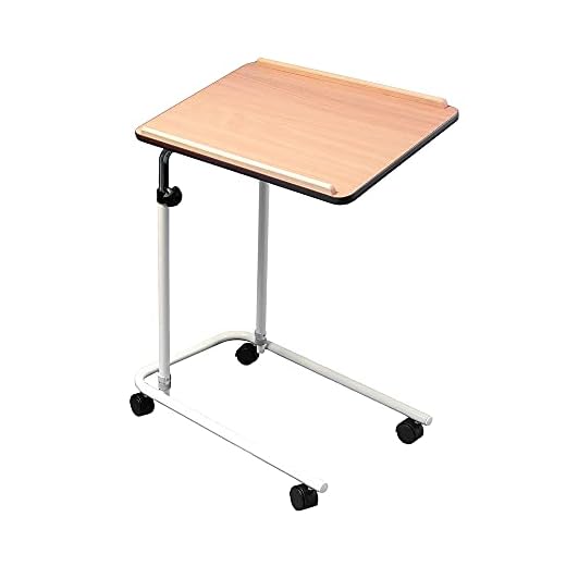 NRS Healthcare L17516 Alloy Steel Overbed/Chair Table - Adjustable, Tilting and Wheeled