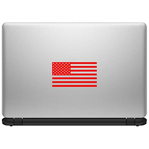 Image of American US Flag [Pick Color /Size] Vinyl Decal Sticker for Laptop /Car /Truck /Window /Bumper (5in x 2.8in [3-Pack], Matte Red)