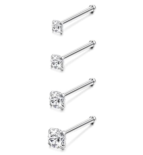 Nose Rings Studs G23 Titanium 20G Nose Studs for Women Men 18G Nose Rings Hoop Hypoallergenic Nose Piercings Jewelry 1.5/2/2.5/3 mm CZ L Shape Nose Screw Studs Hoop Rings for Helix Cartilage
