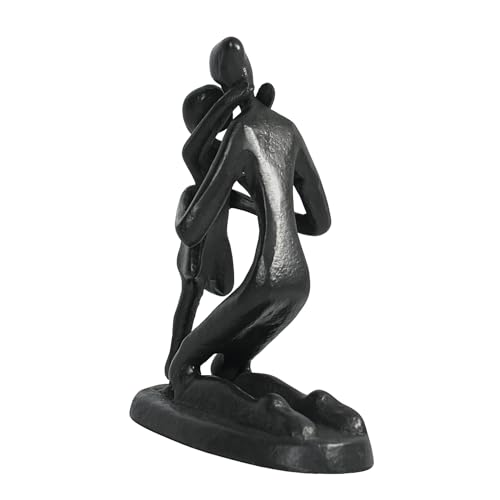 Estatua Abstracta Madre e Hija de Hierro Fundido Negra miniatura 4