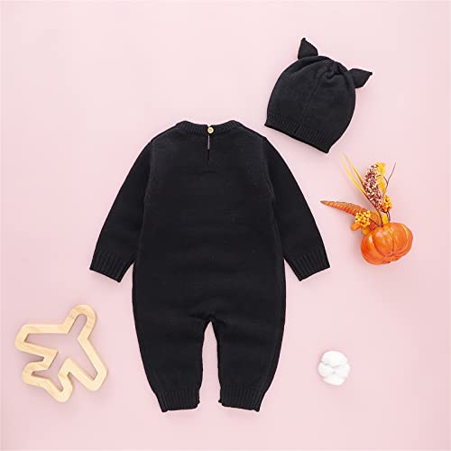 Toddler Pullover Sweater Newborn Infant Boys Girls Halloween Knit Baby Jumpsuit Romper Hat Caps Warm Cotton 1 PC4