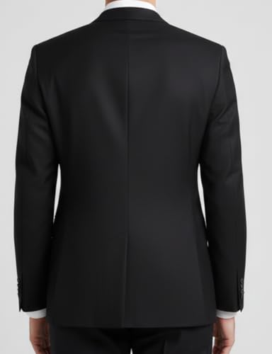 Image of Men Cotton Blend Solid Single Breasted Blazer with Notched Lapel, | Stylish Full Sleeves, Button Closure, Regular Fit Formal Blazer for Mens (Black)