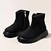 Girls Suede Ankle Boots Fall Winter Fashion Chelsea Booties Outdoor Hiking High-top Shoes Combat Boots Black