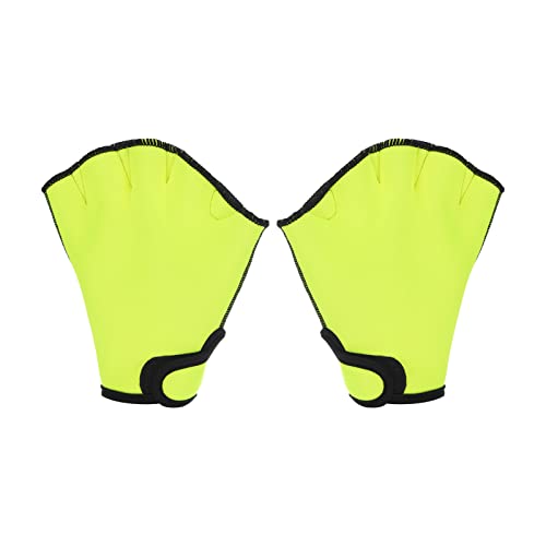 PATIKIL Webbed Swim Gloves, Unisex Swimming Resistance Gloves Water Resistance Training Accessories for Swimming and Diving, S Yellow