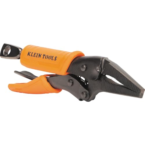 Image of Klein Tools 38610 Locking Plier, Long Nose with Lever Release Handles, High Torque, Ideal for Tight Spaces, 4-Inch