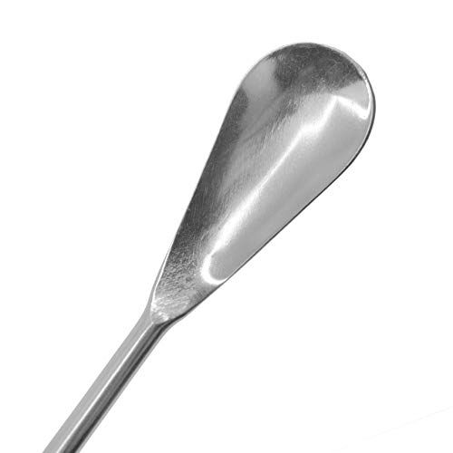 10Pk Spatula Spoons, 9" - Stainless Steel, Polished - One 0.3" Flat End, One 0.5" Scoop End - Eisco Labs #TOP3