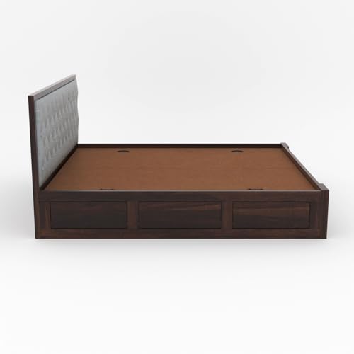 Image of FurnitureSheesham Wood Decan King Size Bed with Box Storage for Livingroom /Bedroom /Home Solid Wood King Box Bed | Finish Color - Walnut, DIY