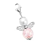 CCUUHJ Schutzengel Schlüsselanhänger mit Karte und Beutel, Rosa Engel Anhänger Glücksbringer, Abschiedsgeschenk Kollegen Gastgeschenke (Rosa)