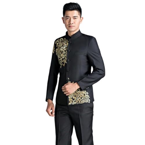 Veste de costume chinoise anti-plis à col montant homme pour rester impeccable