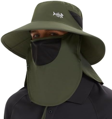 BASSDASH UPF 50+ Breathable Sun Hat with Removable Face Cover and...