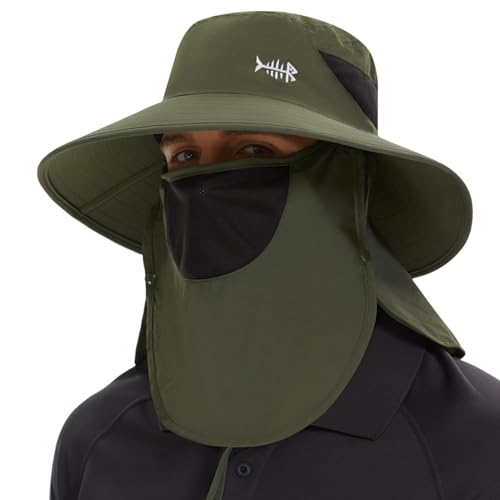 BASSDASH UPF 50+ Breathable Sun Hat with Removable Face Cover and...