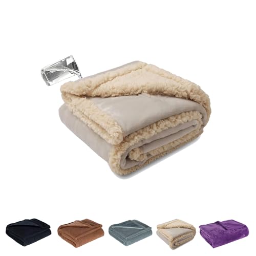 防水ブランケット ベッド カップル用 防水 ブランケット 夏用 通気性 洗える ソファカバー ペット 猫犬 両面ふわふわソフト快適 可愛い ダブル セミダブル シングル 膝掛け 携帯可能で洗濯機対応 家庭や車内で対応 (71*100CM,ベージュ) [並行