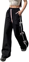 100LUCK Trendy Skin Wide Leg Girl’s Trousers with White Side Bow Design | Loose Fit Casual Pants for Girls. Pack of 1