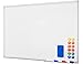 SANAWATEC Magnetisches Whiteboard 60 x 45 cm (B x H) magnettafel Magnetwand beschreibbar mit Alurahmen inklusive 3 Stiftablage, 12 Pinnwand Tafel und Schwamm trocken abwischbar