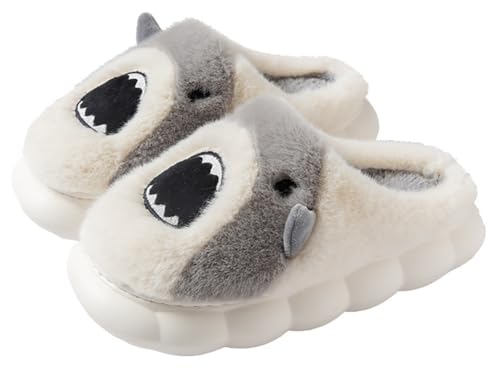Shark Design Plush Slipper for Women Men Thick Warm Cartoon Animal Non-Slip House Shoes Cozy Slipper Christmas Gift
