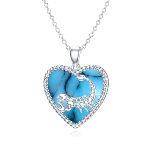 LONAGO Collier Scorpion Argent Sterling 925 Signe du Zodiaque Scorpion avec Créée Turquoise Collier Pendentif pour Femme