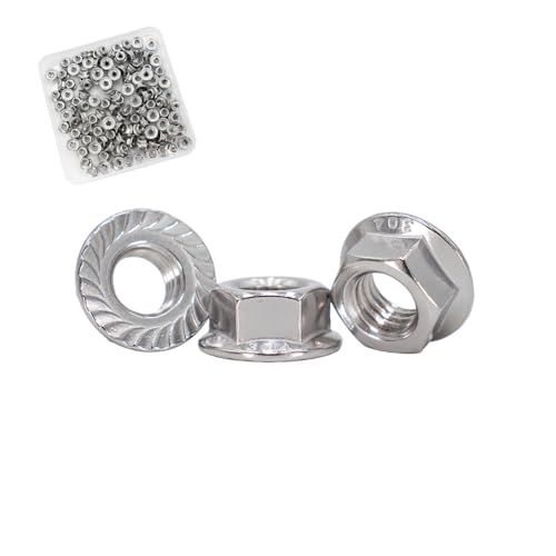 M3x0.5mm DIN6923 Serrated Flange Nuts 150 Pack 304 Stainless Steel Hex Lock Nuts Full Thread for Industrial Construction Fasteners