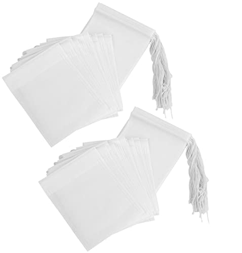 Sachet de Thé Jetable,200 Pièces Sachets de Filtre à Thé à Remplir,Sac pour Infuseur à Thé Vide avec Cordon,pour Thé en Vrac et Herbes 6x8 cm Blanc Cover