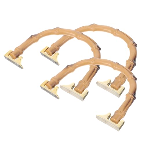Mobestech 3 piezas Asas para Bolso Imitacion Bambú Mango Plástico Ergonómico Resistentes para Repuesto Accesorios DIY Bolsas Playa