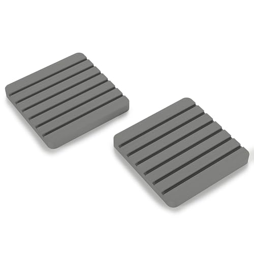 Sweet Elegance Water Absorbent Diatomite Set of 2 Coaster Coasters Rectangle Grooved Design Water Absorbing Coaster Non-silp Desk Durable Cup Mats Table Ornament Decorations for Home Festival (Gray)