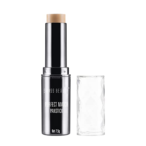 Swiss Beauty Perfect Match Panstick Foundation | Lightweight, Full Coverage Foundation With Natural And Dewy Finish For Face Makeup| Easy To Apply With Hand Stick Applicator | Shade-05, 7.5Gm |