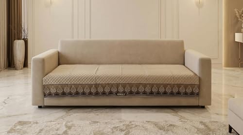 Image of Velvet Quilted Sofa Cover Mat Seat & Back, L Shape 4+3, Main L90in Chaise L69in H32in, Mouse Brown Color,Anti Skid Backing, 6in Hanging Strap Design, W, Style -MouseBrown-L43